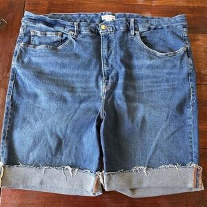 Good American Plus Size Denim Shorts Women’s 24 Longer Inseam Raw Hem